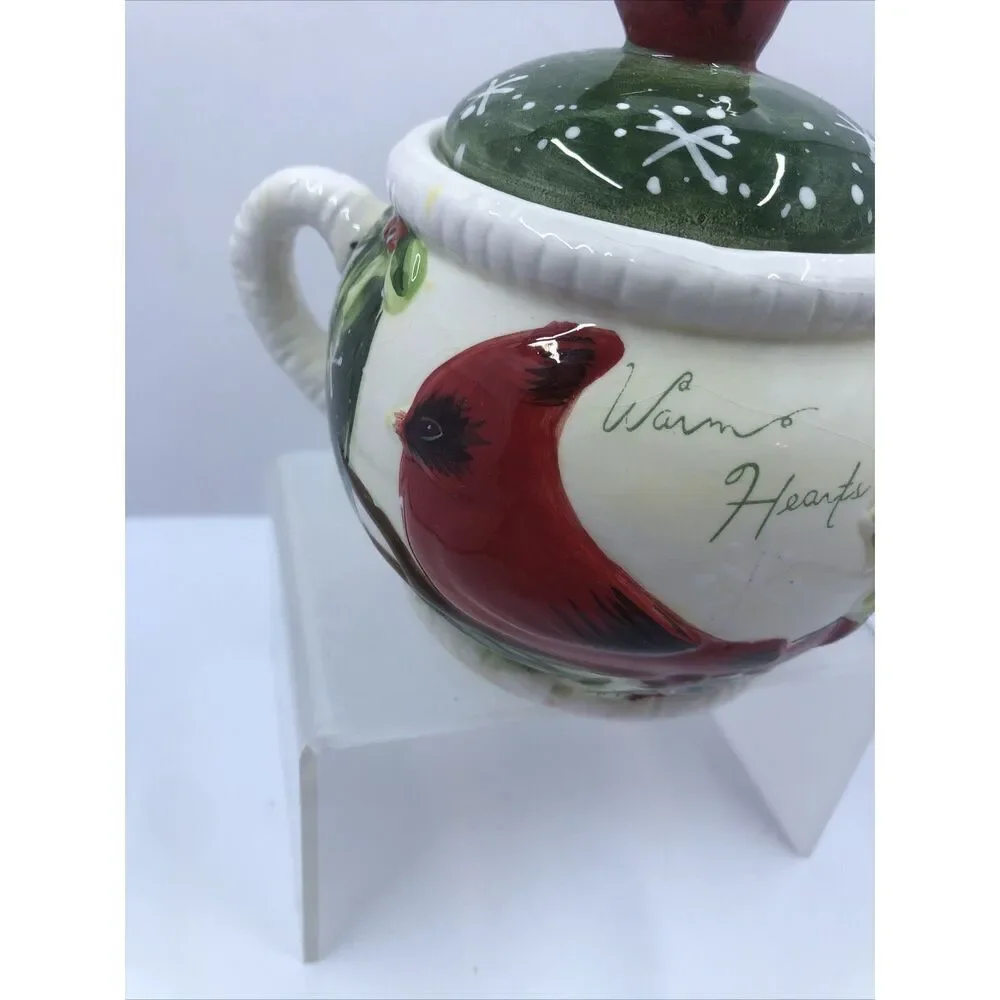 Yankee Candle Cardinal Christmas Warm Hearts Teapot Votive Holder